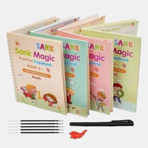 Sank Magic Practice Copybook (4 Books,1 Pen,1 Grip,10 Refill) (Pack Of 2)