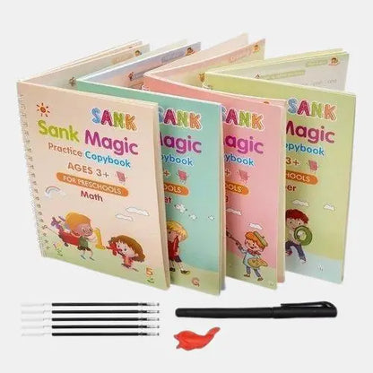 Sank Magic Practice Copybook (4 Books,1 Pen,1 Grip,10 Refill) (Pack Of 2)