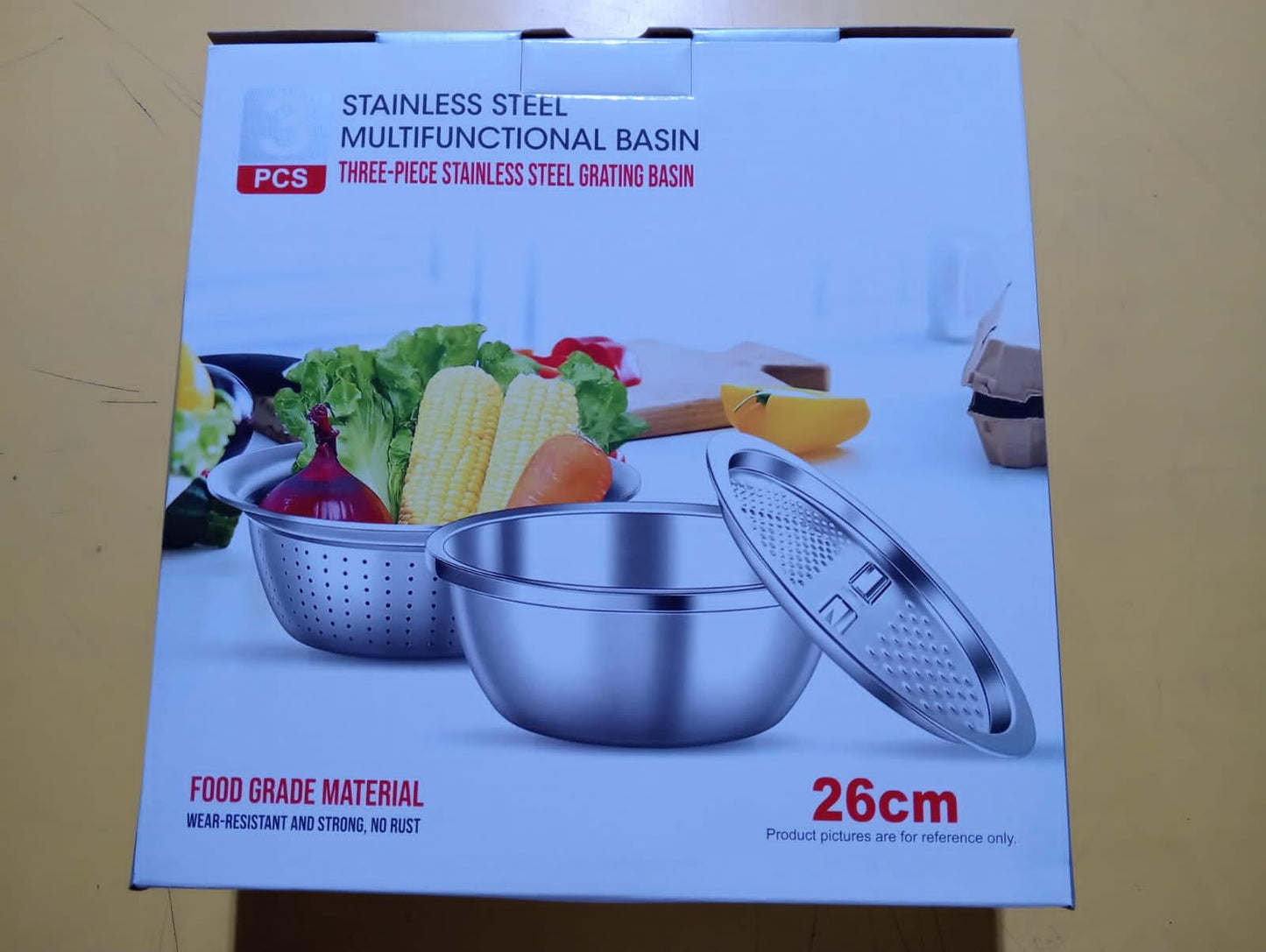 3 in 1 Multi-functional Grater Basin Stainless Steel Colanders Set