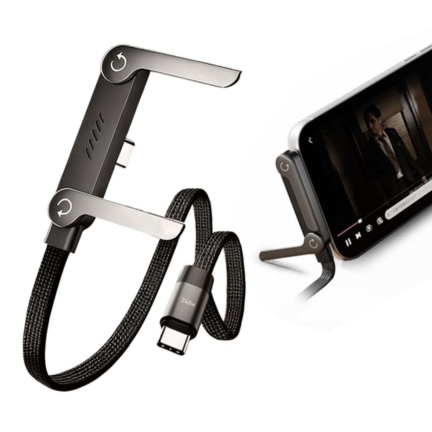 C to USB C Fast Charging Cable with Invisible Stand