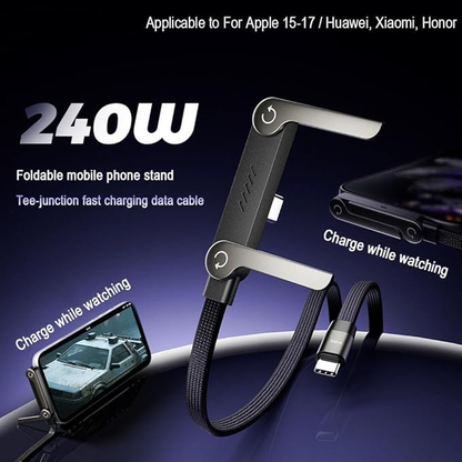C to USB C Fast Charging Cable with Invisible Stand