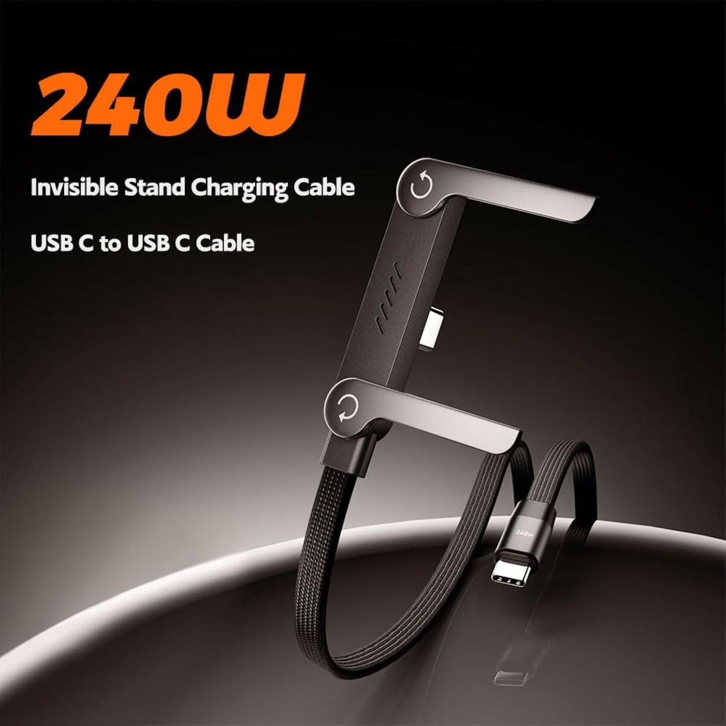 C to USB C Fast Charging Cable with Invisible Stand