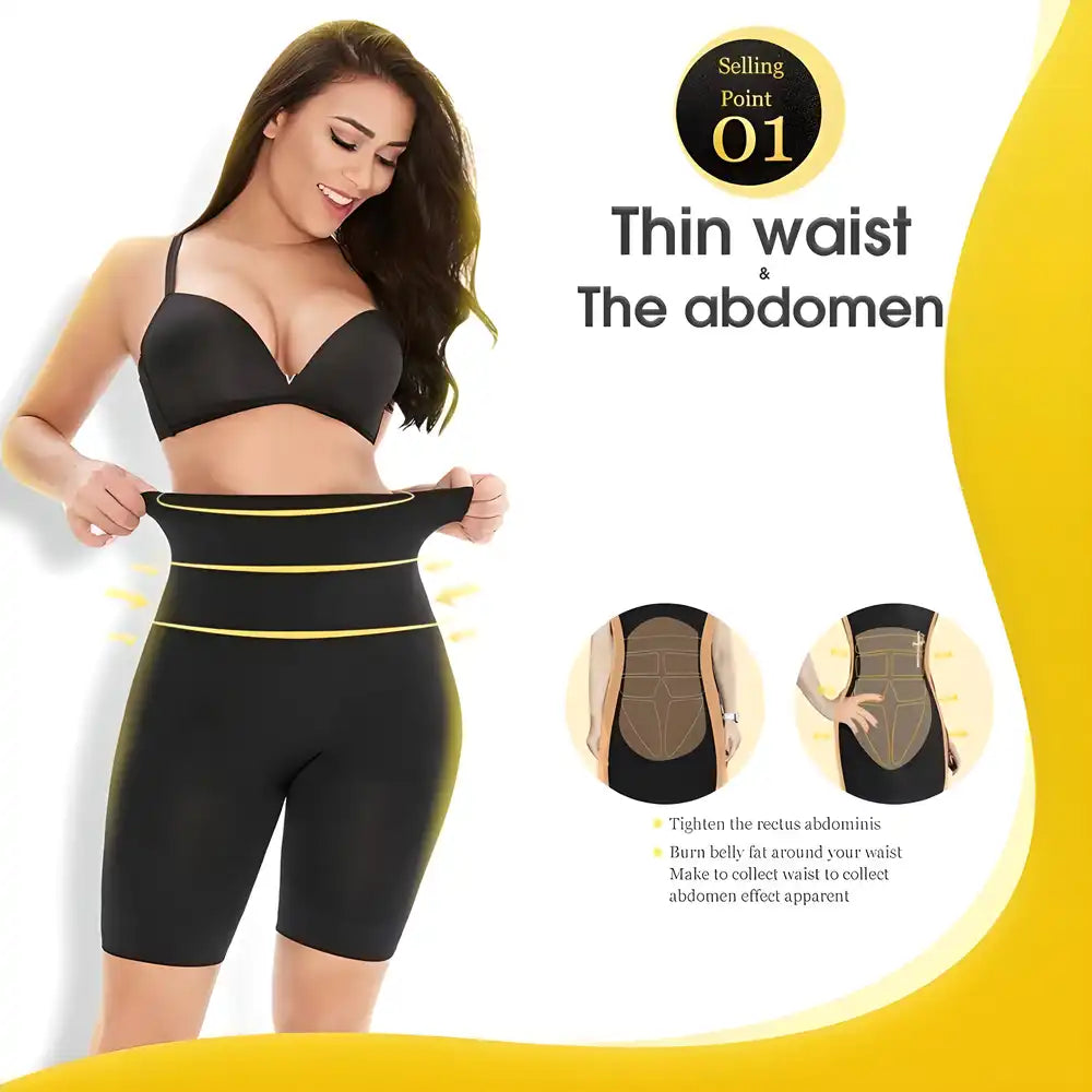 4-In-1 Shaper - Quick Slim Shape Wear Tummy, Back, Thighs, Hips - Black/Efffective Seamless Tummy Tucker