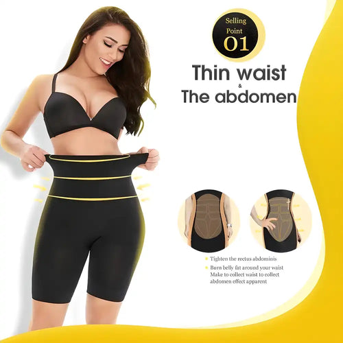 4-In-1 Shaper - Quick Slim Shape Wear Tummy, Back, Thighs, Hips - Black/Efffective Seamless Tummy Tucker